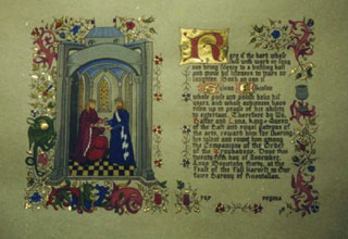 SCA scroll based on pages in the Hours of Catherine of Cleves