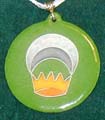 enamelled Silver Crescent medallion - green background