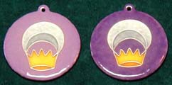 enamelled Silver Crescent medallion - 2 purples background