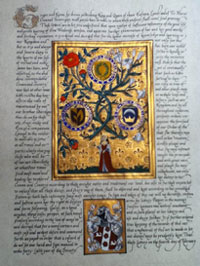 Eva's scroll! Words by Mistress Anastasia; Calligraphy by Mistress Carolyn; Illumination by Lady Honig.